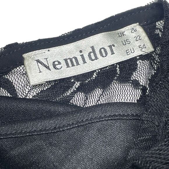 Nemidor Black Lace and Chiffon A-Line Dress L0139 - Picture 3 of 7